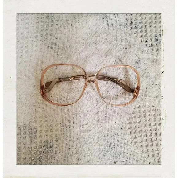 Deeda | Vintage 70s Gentle Peach Y2K Oversized Gold Drop Arm Eye Glasses - Picture 1 of 4
